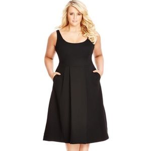 City Chic Longline Fit & Flare Dress, Black